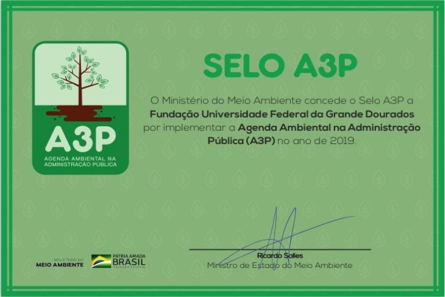 UFGD recebe selo A3P de boas práticas de sustentabilidade