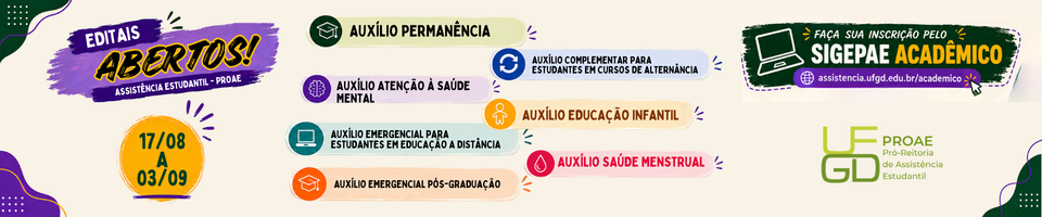 Editais Assist&ecirc;ncia Estudantil agosto/setembro 2026
