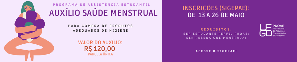Inscrições Abertas Auxílio Saúde Menstrual