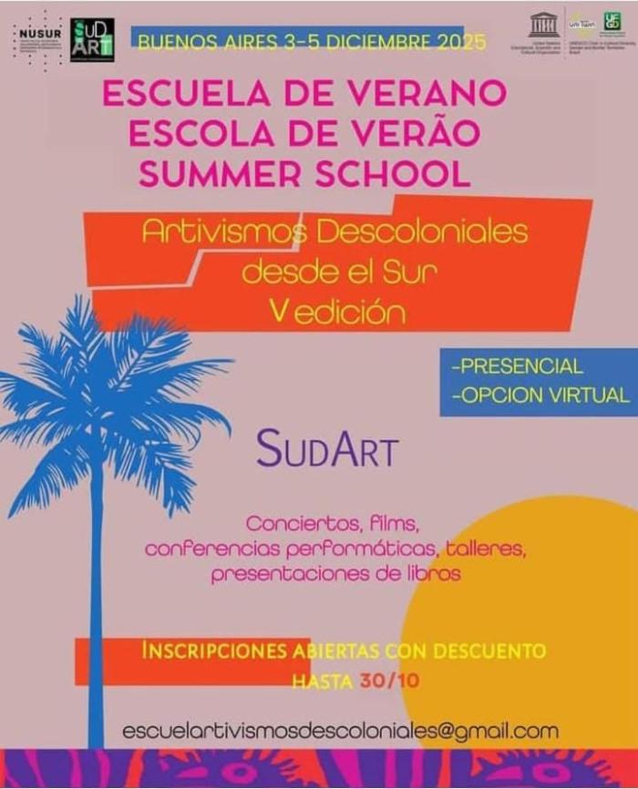 .
No dia 1/12 as docentes Catia Paranhos, Marisa Lomba e Daniela Perez Angarita participaram da ESCUELA DE VERANO ARTIVISMOS DESCOLONIALES DESDE EL SUR- SUDART com a atividade ARTIVISMOS FRONTEIRIÇOS NA TERRA VERMELHA.