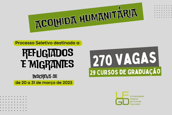 UFGD destina 270 vagas de cursos de graduação para acolhida humanitária de refugiados e migrantes