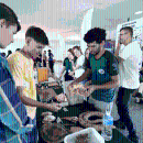 alunos em evento + ciência na escola