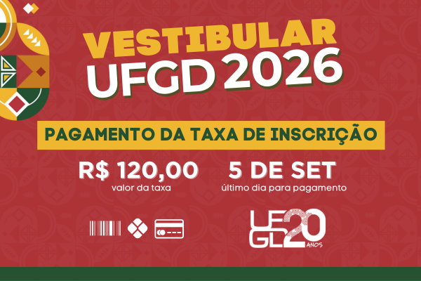 Taxa de inscrição do Vestibular UFGD 2026 pode ser paga com PIX e até cartão de crédito