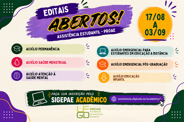 PROAE abre inscri&ccedil;&otilde;es para seis Programas de Assist&ecirc;ncia Estudantil