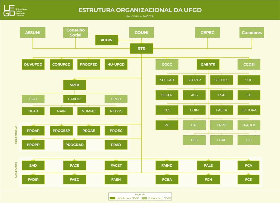 Imagem que apresenta a estrutura organizacional da UFGD (organograma).