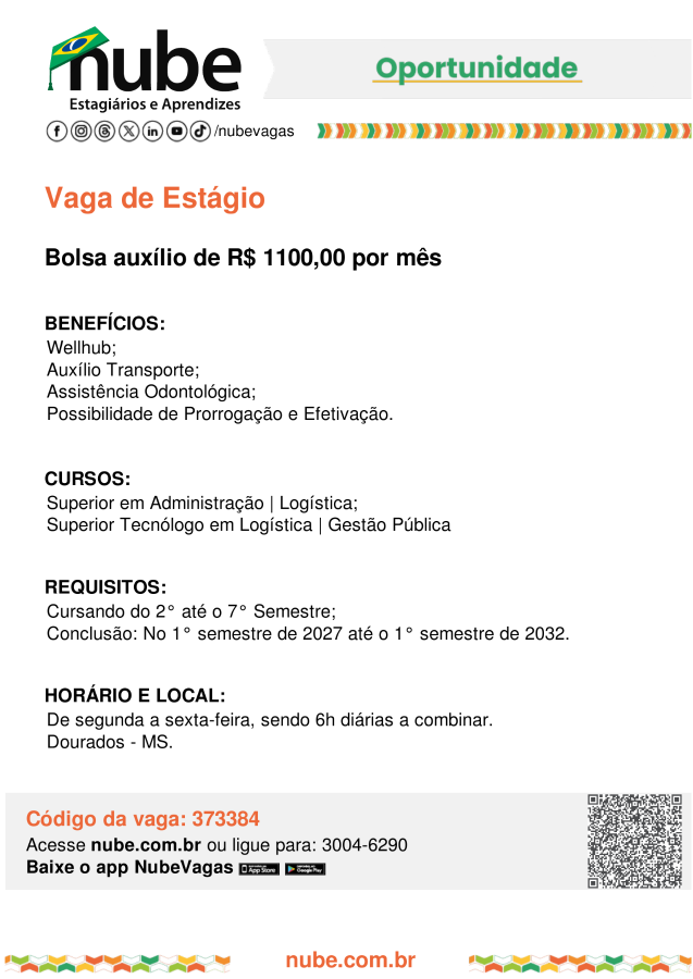 Vaga de estágio curso de Administração